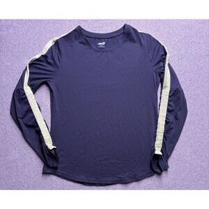 Avia Women's Ruched Long Sleeve Active Top Small Gray/Light Green